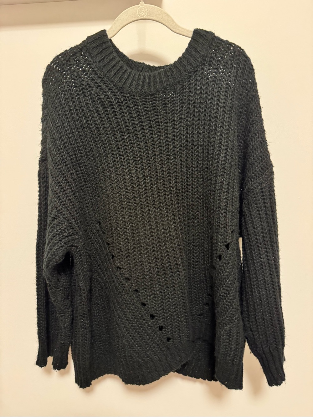 American Eagle Outfitters Black Chunky Crewneck Sweater